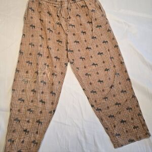 Points North Men's Large Lounge Pant Pajama Bottom Moose Print